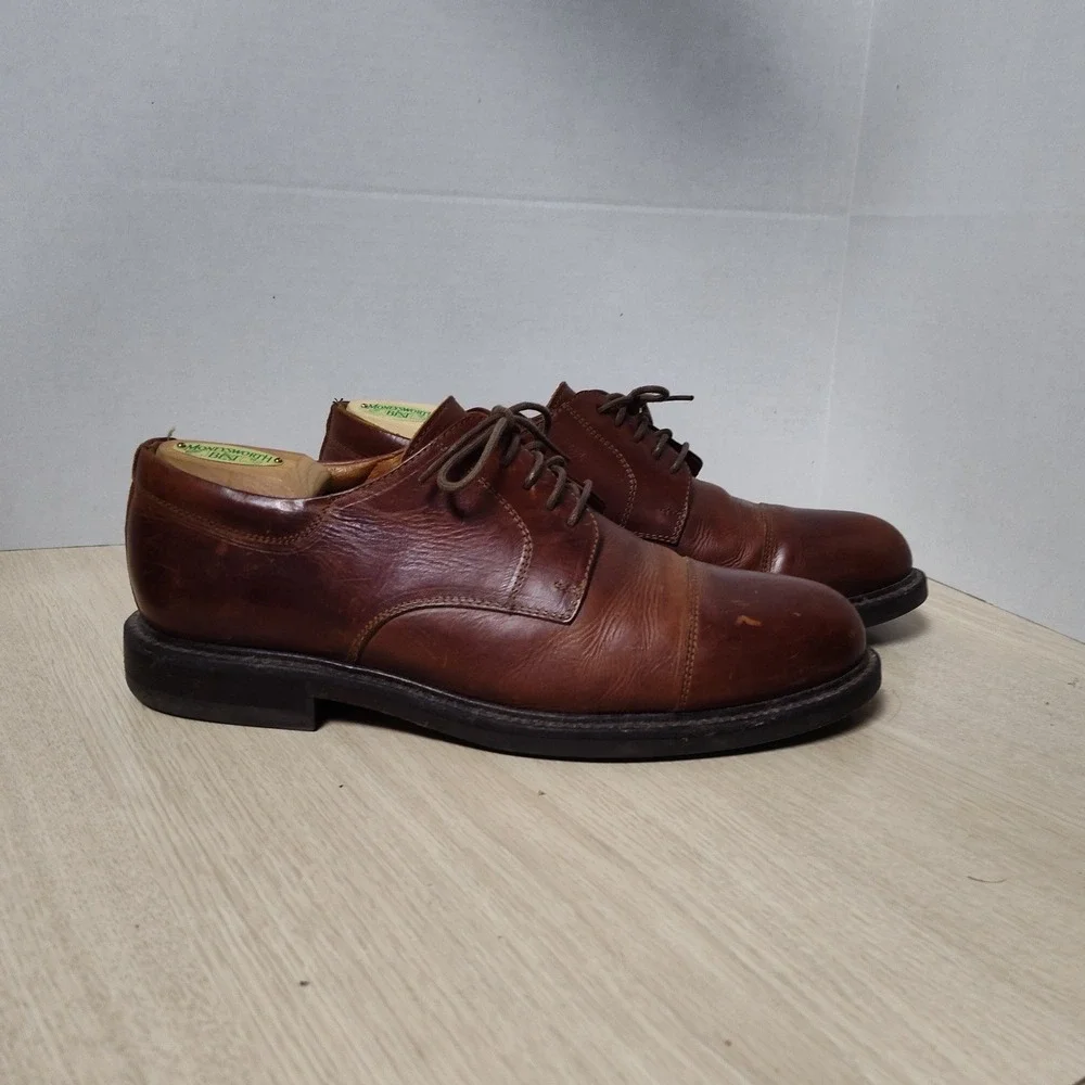Johnston‎ & Murphy Men 10.5 Brown Leather Cap Toe Oxford Dress Shoes Handcrafted